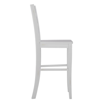 Flash Furniture Liesel Rustic Solid Wood Ladder Back Bar Height Stool, Antique White Wash, 2 Pieces (ESSTBN529WH2)