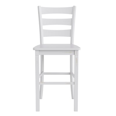 Flash Furniture Liesel Rustic Solid Wood Ladder Back Bar Height Stool, Antique White Wash, 2 Pieces (ESSTBN529WH2)
