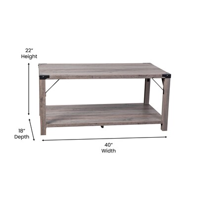 Flash Furniture Wyatt 40" x 22" 2-Tier Coffee Table, Gray Wash (ZG037GY)