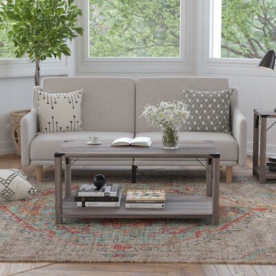 Flash Furniture Wyatt 40" x 22" 2-Tier Coffee Table, Gray Wash (ZG037GY)