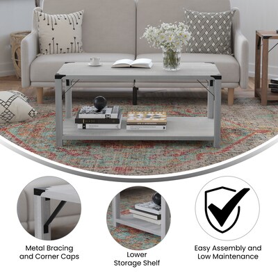 Flash Furniture Wyatt 40" x 22" 2-Tier Coffee Table, Aspen Gray (ZG037LTGY)