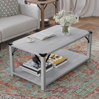 Flash Furniture Wyatt 40" x 22" 2-Tier Coffee Table, Aspen Gray (ZG037LTGY)