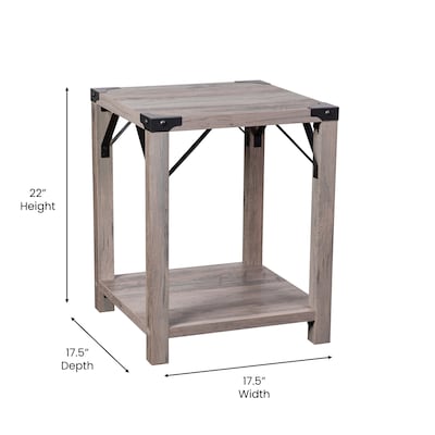 Flash Furniture Wyatt 17.5" x 17.5" 2-Tier End Table, Gray Wash (ZG036GY)