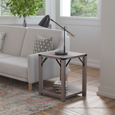 Flash Furniture Wyatt 17.5" x 17.5" 2-Tier End Table, Gray Wash (ZG036GY)