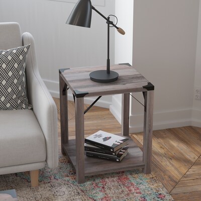 Flash Furniture Wyatt 17.5" x 17.5" 2-Tier End Table, Gray Wash (ZG036GY)