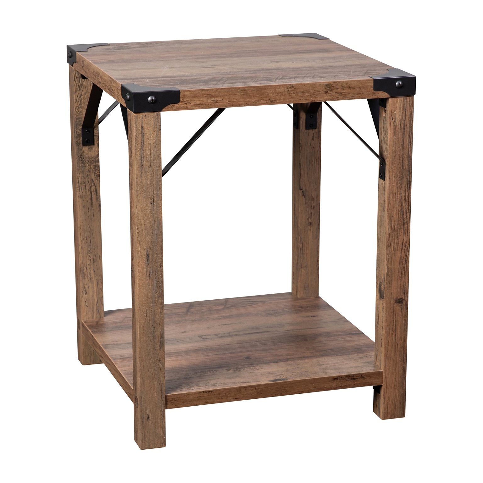 Flash Furniture Wyatt 17.5 x 17.5 2-Tier End Table, Rustic Oak (ZG036OAK)
