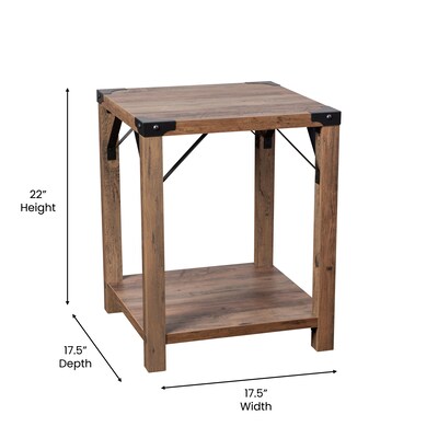 Flash Furniture Wyatt 17.5" x 17.5" 2-Tier End Table, Rustic Oak (ZG036OAK)