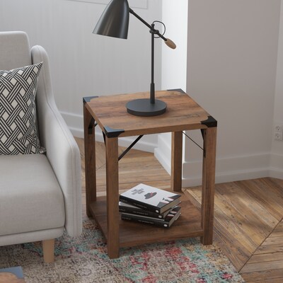 Flash Furniture Wyatt 17.5" x 17.5" 2-Tier End Table, Rustic Oak (ZG036OAK)