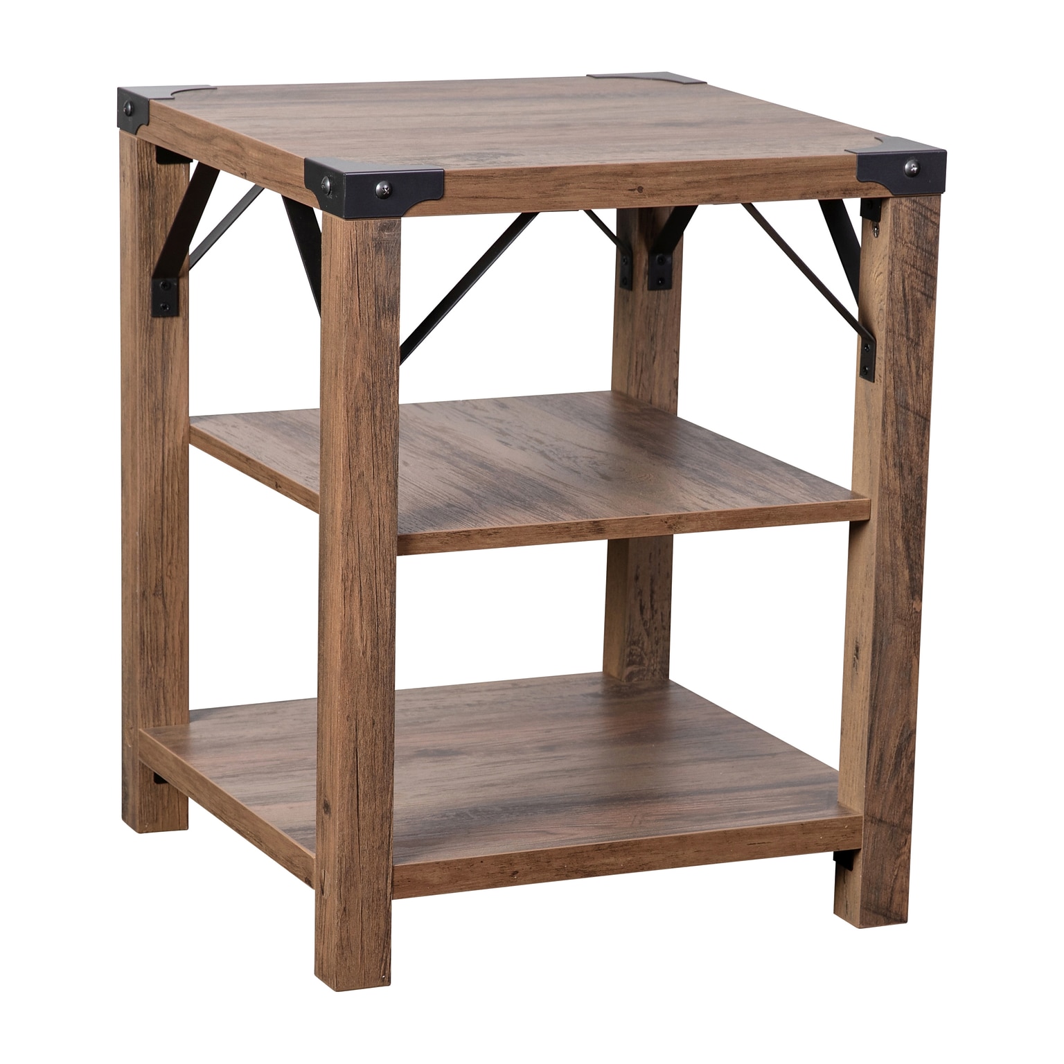 Flash Furniture Wyatt 17.5 x 17.5 3-Tier End Table, Rustic Oak (ZG035OAK)