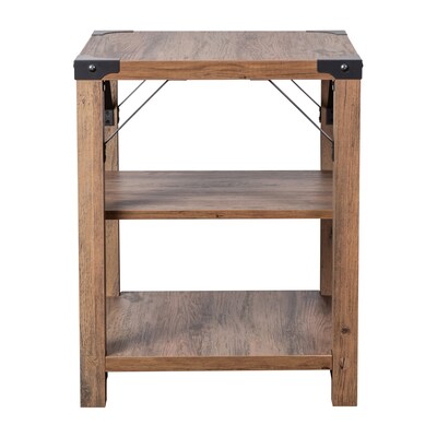 Flash Furniture Wyatt 17.5" x 17.5" 3-Tier End Table, Rustic Oak (ZG035OAK)