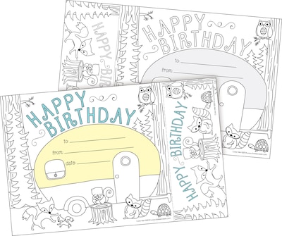 Barker Creek Color Me! Happy Birthday Awards & Bookmarks Set, 30/Pack (BC427)