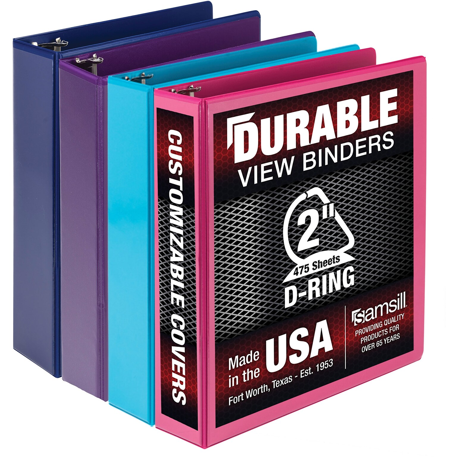 Samsill Durable View Ring Binders 3 D-Ring, Assorted Color, 4 Pack (MP46469)