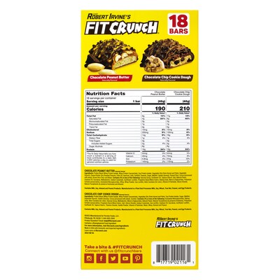 Chef Robert Irvines FITCRUNCH High Protein Bars Variety Pack,1.62 oz., 18/Box (325-00016)