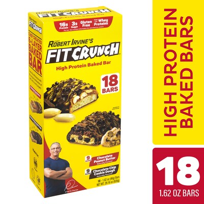 Chef Robert Irvine's FITCRUNCH High Protein Bars Variety Pack,1.62 oz., 18/Box (325-00016)