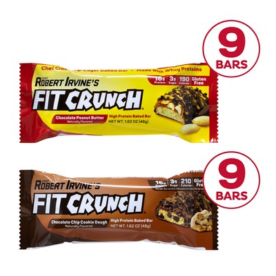 Chef Robert Irvine's FITCRUNCH High Protein Bars Variety Pack,1.62 oz., 18/Box (325-00016)