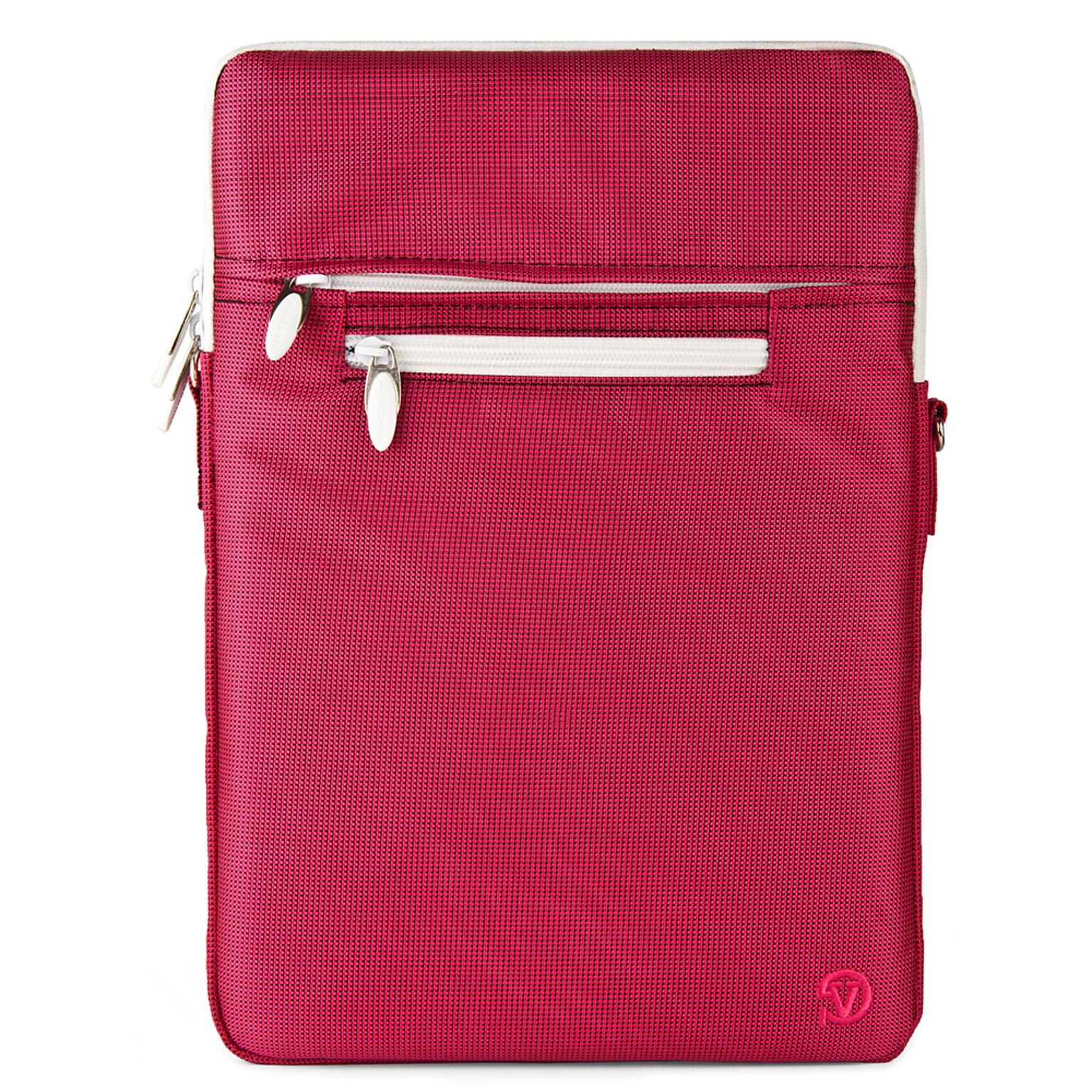 Vangoddy Nylon Crossbody Messenger Bag Sleeve Case fits up to 12.9 inch Tablet, Pink/White (NBKLEA698)