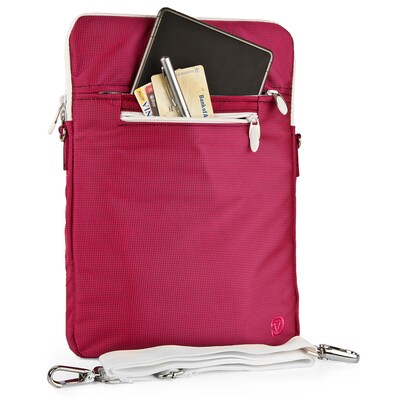 Vangoddy Nylon Crossbody Messenger Bag Sleeve Case fits up to 12.9 inch Tablet, Pink/White (NBKLEA698)