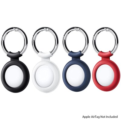 SaharaCase Silicone Case for Apple AirTag, Black/White/Red/Blue, 4/Pack (AT00022)