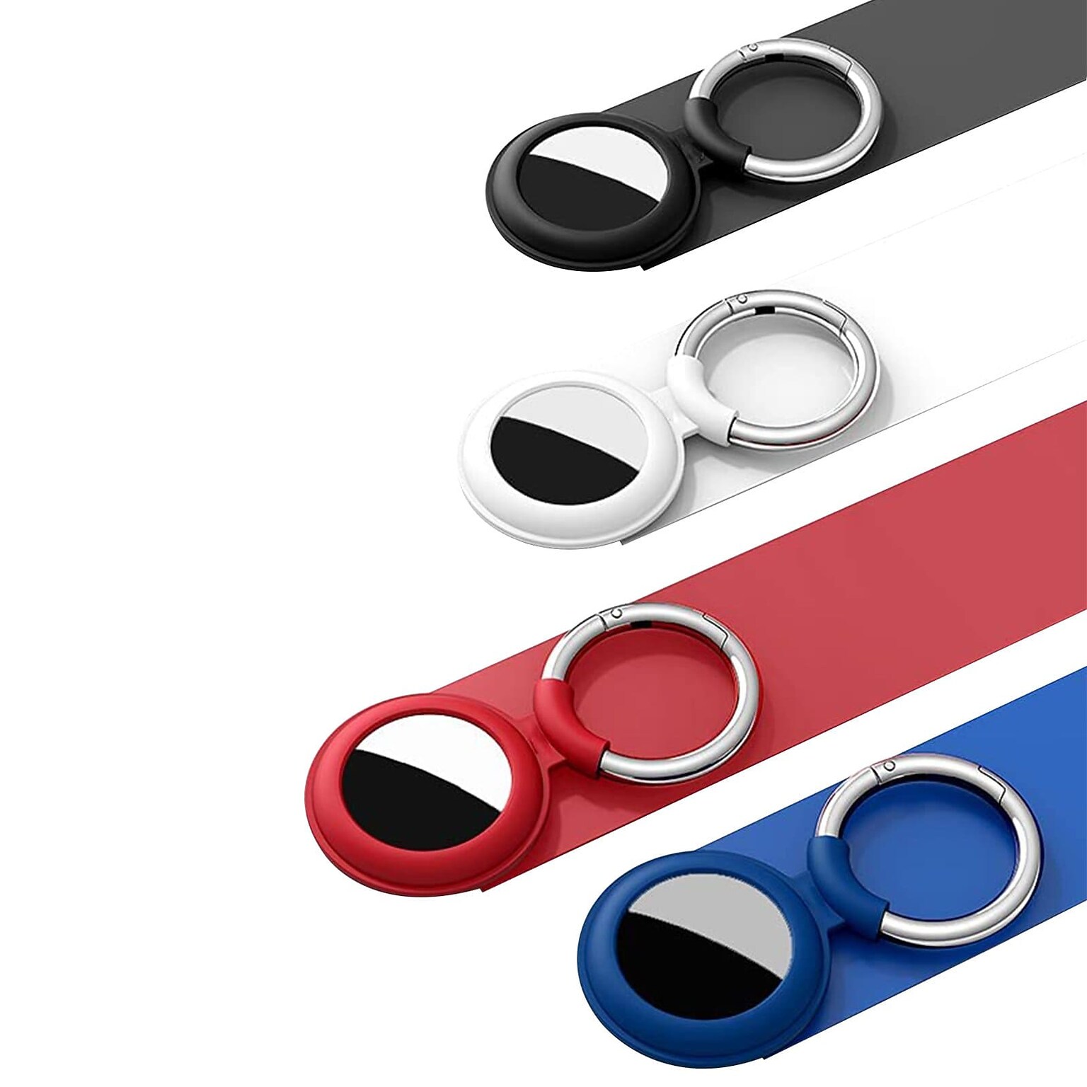SaharaCase Silicone Case for Apple AirTag, Black/White/Red/Blue, 4/Pack (AT00022)