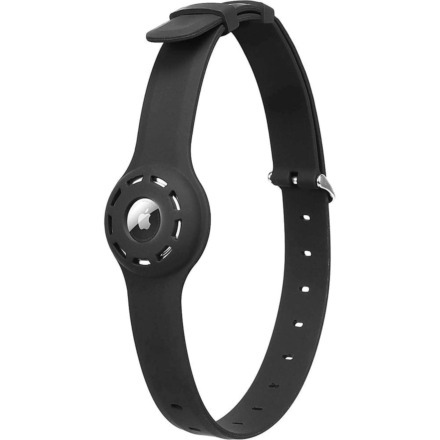SaharaCase Adjustable Silicone Dog Collar for Apple AirTag, Large Dogs), Black (AT00030)