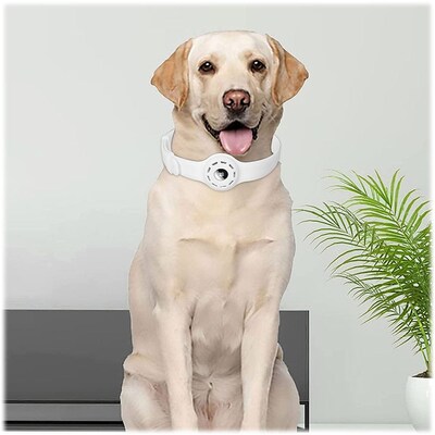 SaharaCase Adjustable Silicone Dog Collar for Apple AirTag, Large Dogs, White (AT00031)