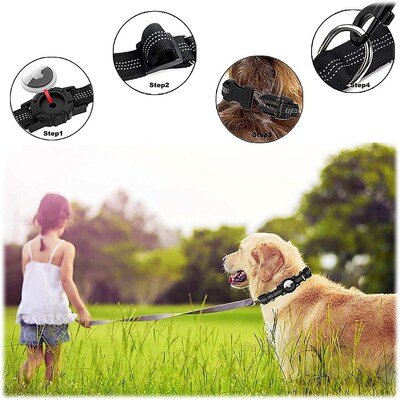 SaharaCase Adjustable Nylon Collar Case for Apple AirTag, Medium Dogs, Black (AT00032)