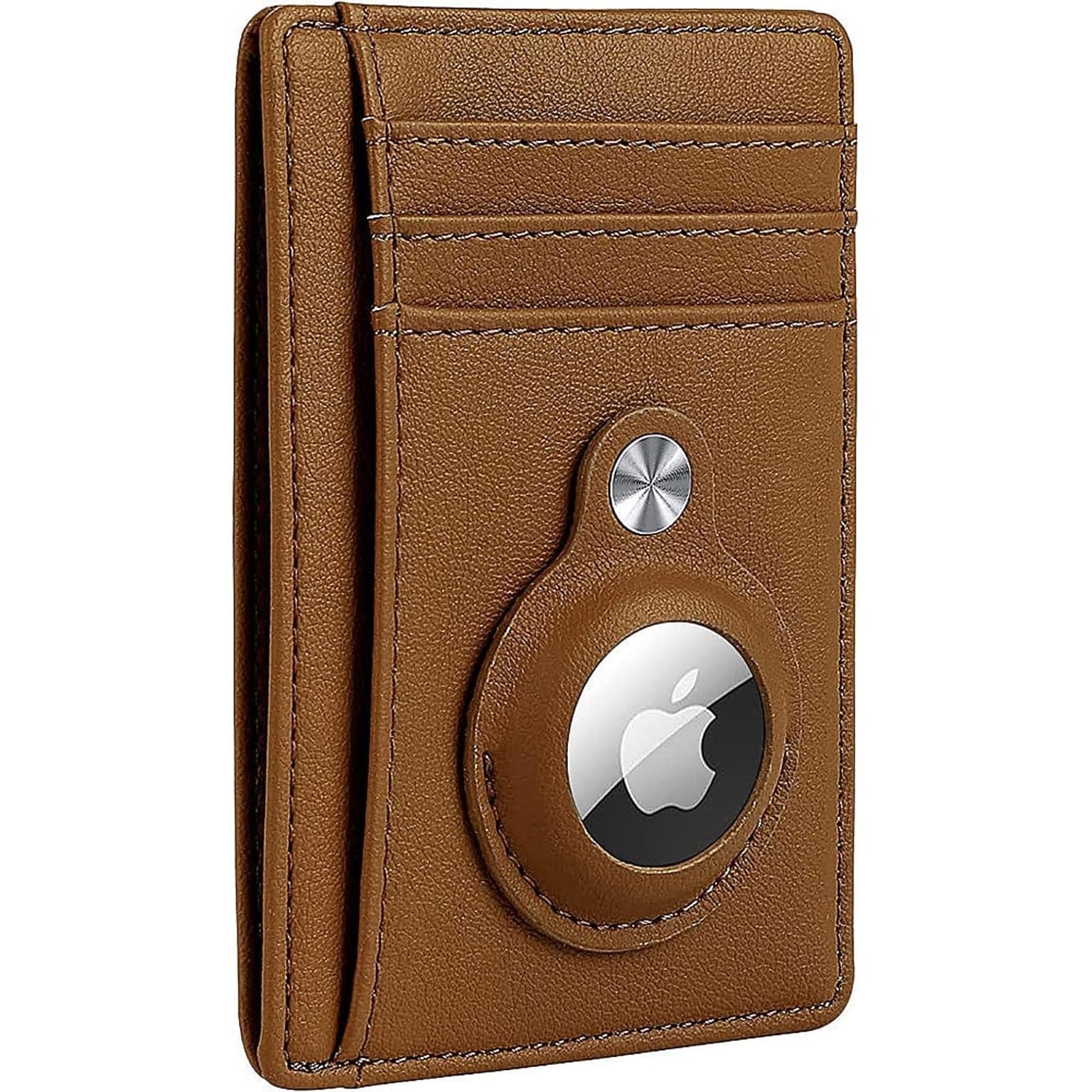 SaharaCase Slim Genuine Leather Wallet Case for Apple AirTag, Brown (AT00035)