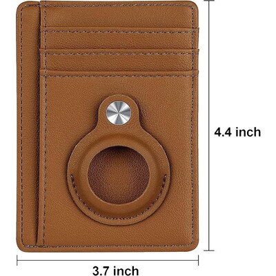 SaharaCase Slim Genuine Leather Wallet Case for Apple AirTag, Brown (AT00035)