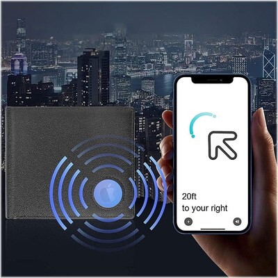 SaharaCase Genuine Leather Wallet Case for Apple AirTag, Black (AT00037)