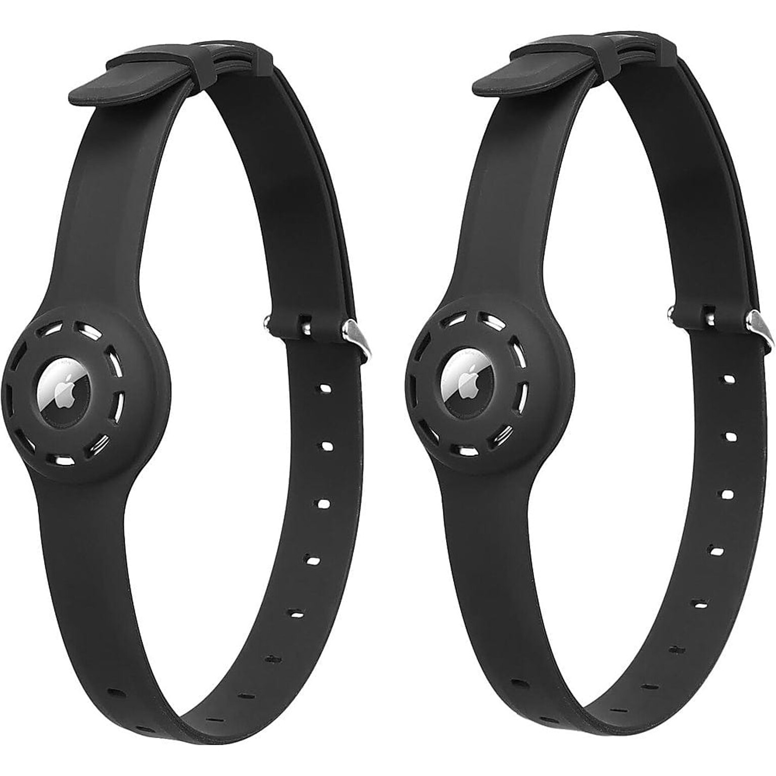 SaharaCase Adjustable Silicone Dog Collar for Apple AirTag, Large Dogs, Black, 2/Pack (AT00042)
