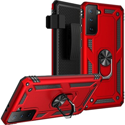 SaharaCase Military Kickstand Series Case for Samsung Galaxy S21 FE 5G, Red (CP00095)