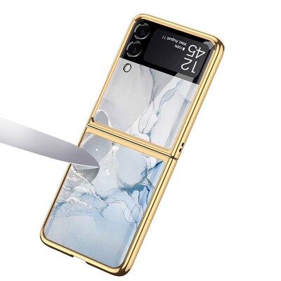 SaharaCase Marble Series Case for Samsung Galaxy Z Flip3 5G, Blue/Gold (CP00103)