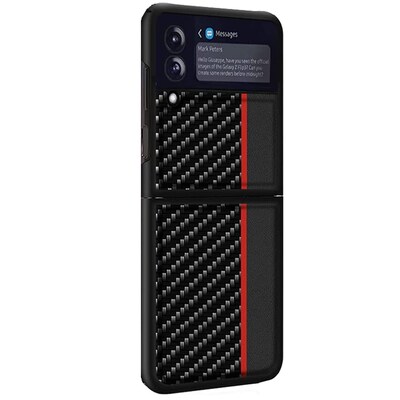 SaharaCase Hard Shell Silicone Series Case for Samsung Galaxy Z Flip3 5G, Black/Carbon Fiber (CP00104)