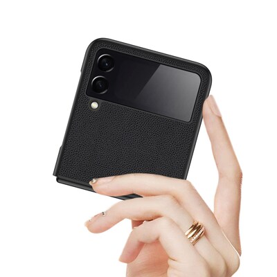 SaharaCase Leather Wallet Case for Samsung Galaxy Z Flip 3 5G, Black (CP00105)