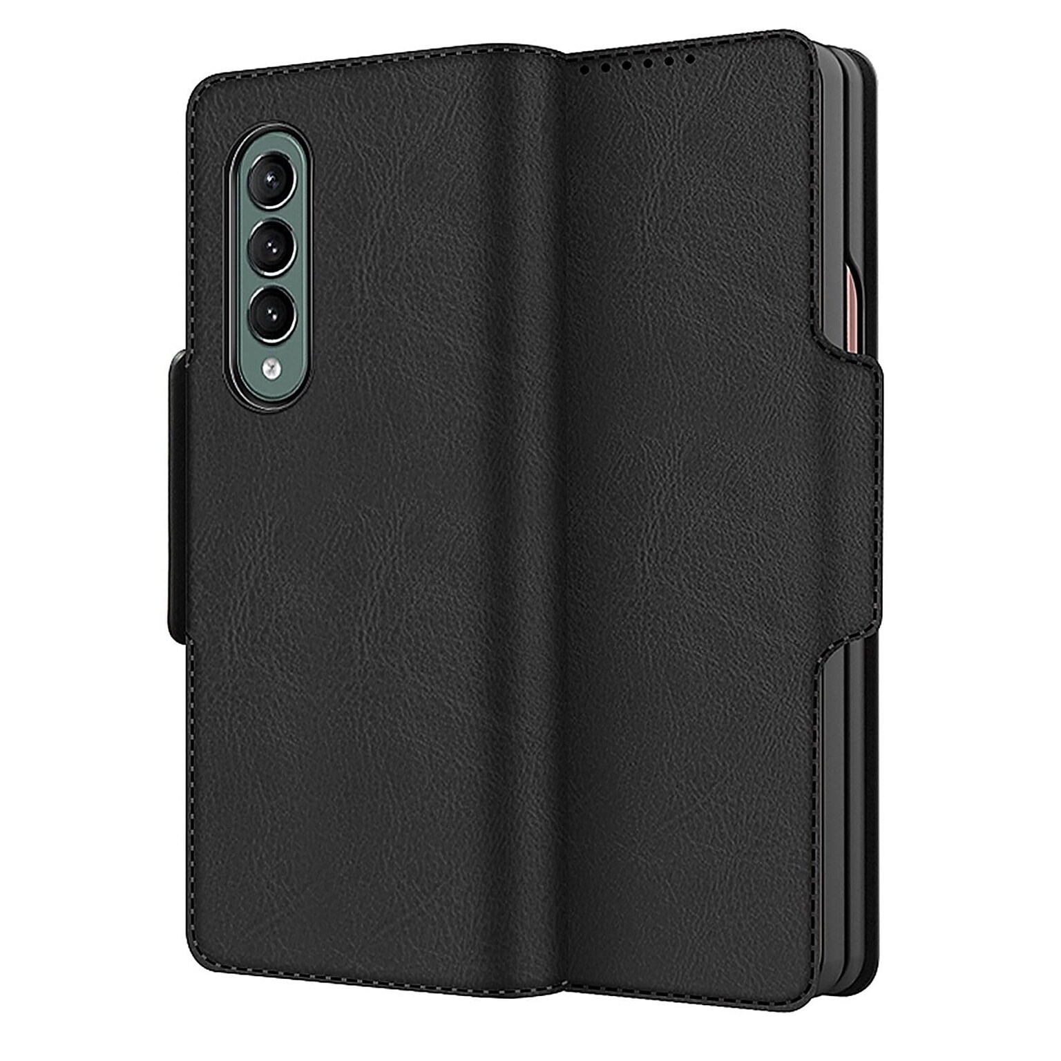 SaharaCase Leather Folio Wallet Case for Samsung Galaxy Z Fold3 5G, Black (CP00112)