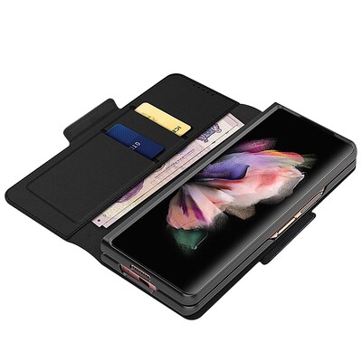 SaharaCase Leather Folio Wallet Case for Samsung Galaxy Z Fold3 5G, Black (CP00112)