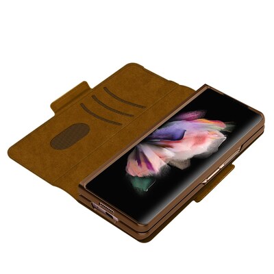 SaharaCase Leather Folio Wallet Case for Samsung Galaxy Z Fold3 5G, Brown (CP00113)