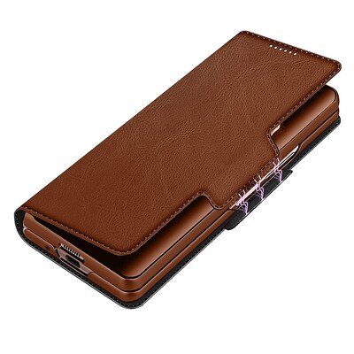 SaharaCase Leather Folio Wallet Case for Samsung Galaxy Z Fold3 5G, Brown (CP00113)