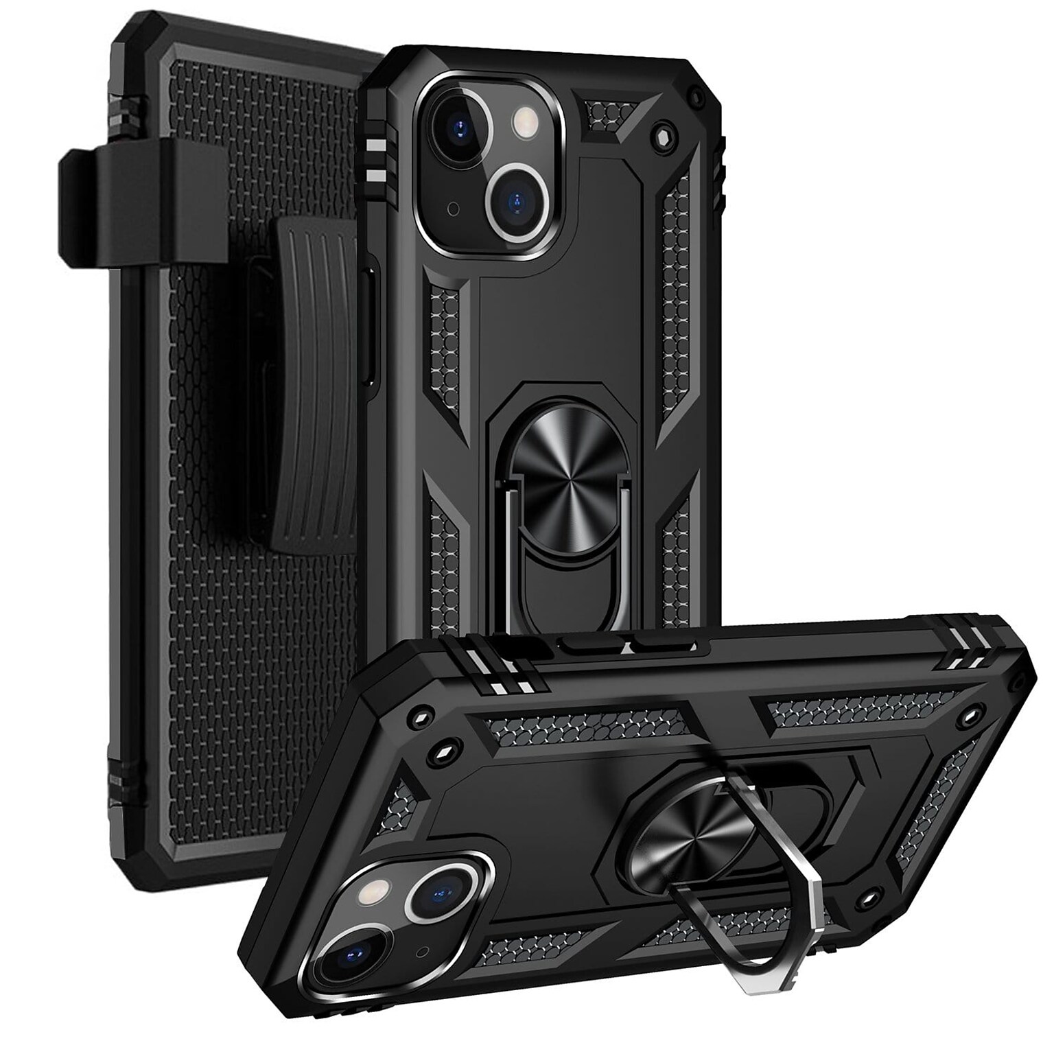 SaharaCase Kickstand with Belt Clip Case for Apple iPhone 13 Mini, Black (CP00117)