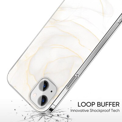 SaharaCase Marble Series Case for Apple iPhone 13 mini, White/Gold (CP00120)