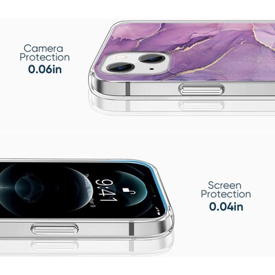 SaharaCase Marble Series Case for Apple iPhone 13 mini, Purple/Gold (CP00122)