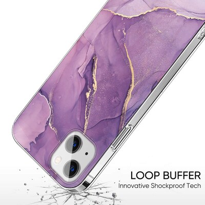SaharaCase Marble Series Case for Apple iPhone 13 mini, Purple/Gold (CP00122)