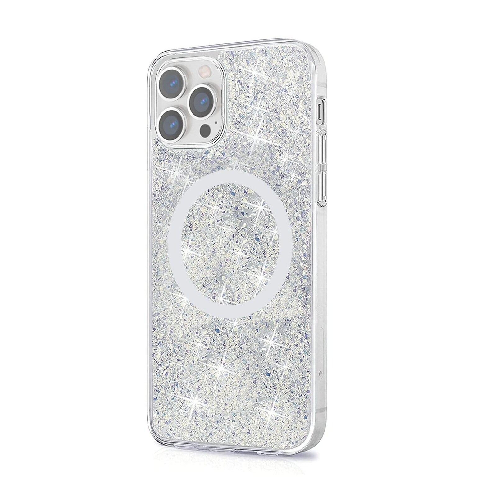 SaharaCase Sparkle Case with MagSafe for Apple iPhone 13 Pro, Clear, Silver (CP00151)