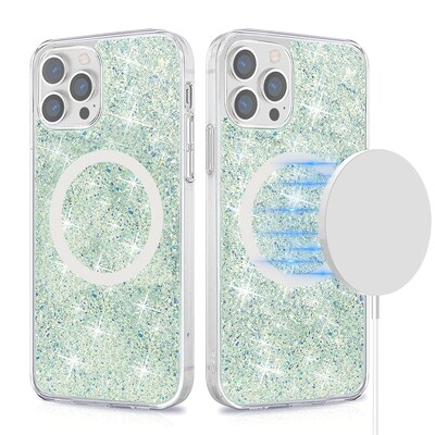 SaharaCase Sparkle Case with MagSafe for Apple iPhone 13 Pro, Clear, Teal, Green (CP00152)