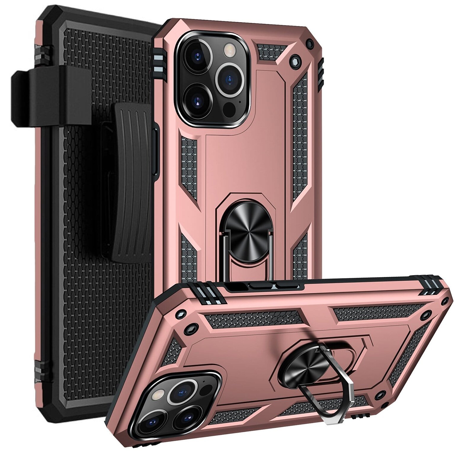 SaharaCase Kickstand with Belt Clip Case for Apple iPhone 13 Pro Max, Rose Gold (CP00160)