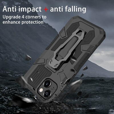 SaharaCase Military Kickstand Series with Belt Clip for Apple iPhone 13 & iPhone 14, Black (CP00177)