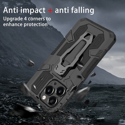 SaharaCase Military Kickstand Series with Belt Clip for Apple iPhone 13 Pro, Black (CP00178)