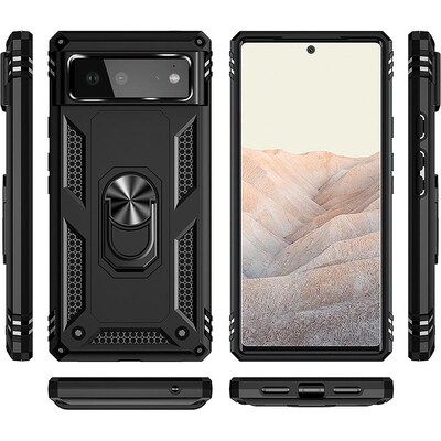 SaharaCase Kickstand with Belt Clip Case for Google Pixel 6, Black (CP00182)