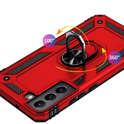 SaharaCase Military Kickstand Series Case for Samsung Galaxy S22, Red (CP00203)