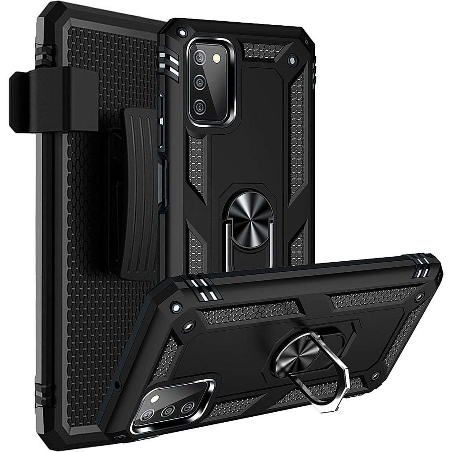 SaharaCase Military Kickstand Case with Belt Clip for Samsung Galaxy A03 and A03s, Black (CP00238)